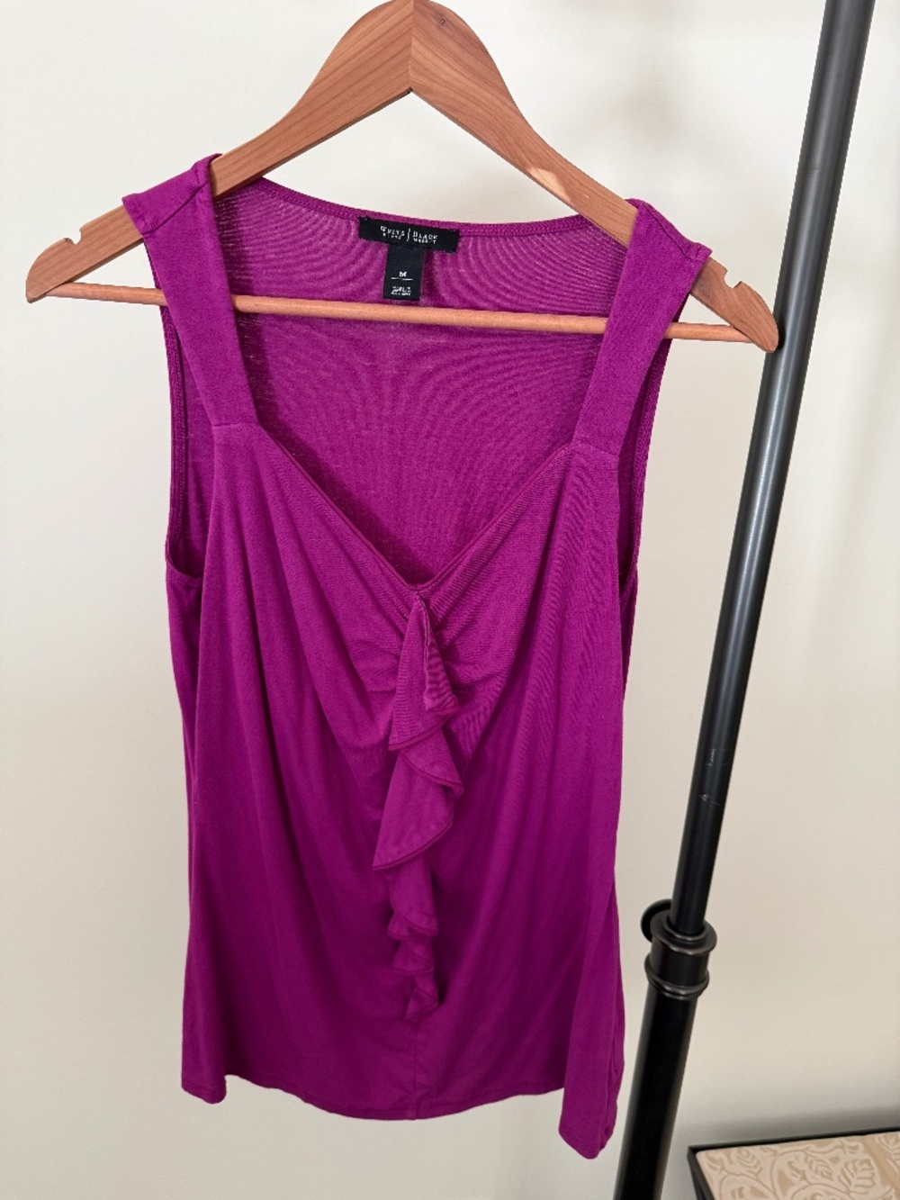 White House Black Market Magenta Ruffle Front Tank Top Blouse - Size M